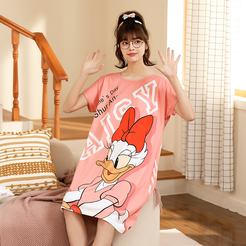 2023 new summer pajamas loose plus fat plus nightdress cartoon pregnant women slim dress