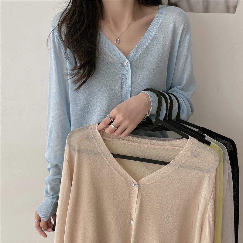Real price ~ Sweet sunscreen shirt spring and summer long sleeve cardigan thin sweater