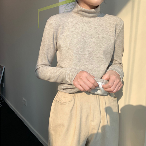Korean style half turtleneck solid color velvet thickened bottoming shirt