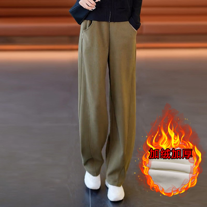 Sweater pants banana pants women's spring and autumn 2022 new high waist plus velvet loose autumn and winter casual straight sports wide leg pants