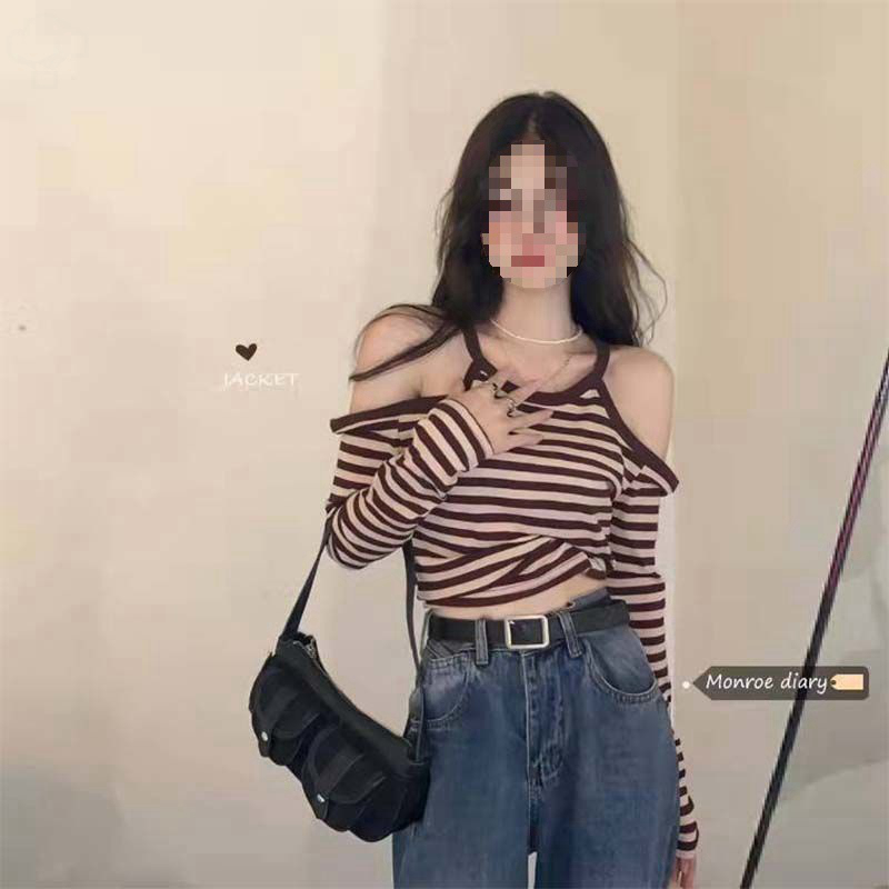 Sweet Spice Girl Top Design 2022 New Pure Desire Style American Off-the-shoulder Bottoming Shirt