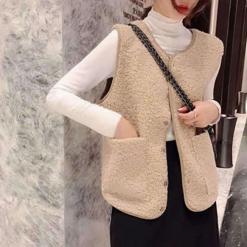 Lambskin vest women's short style fall / winter 2020 new Korean style fur one piece vest coat