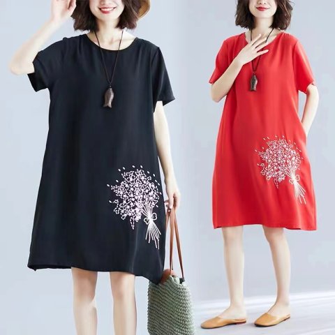 Large women's dress 200kg skirt fattening up literary and artistic national style fat mm2021 Xia Xian thin Tibetan meat dress