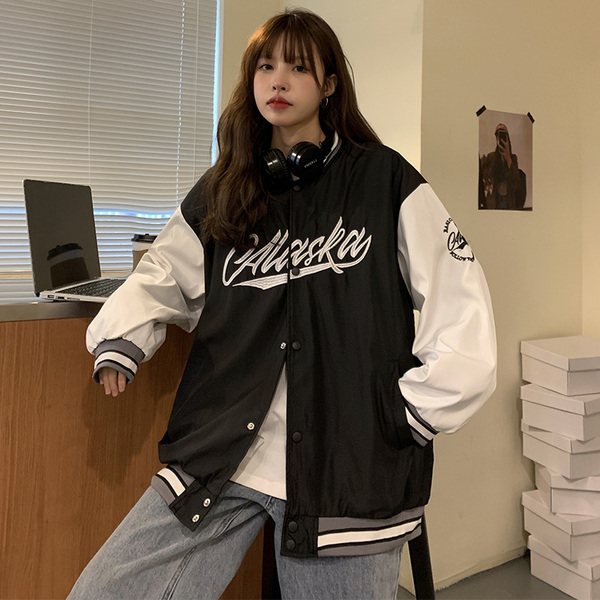 Real shot 2021 women's autumn Korean jacket cardigan Baseball Jacket