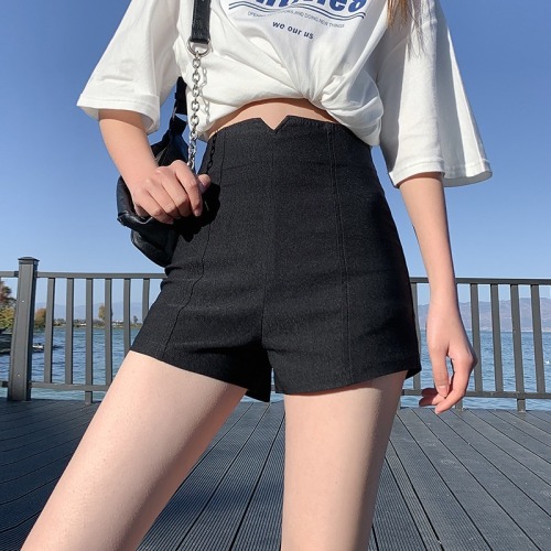 High waist tight bottomed shorts women can wear elastic black anti light safety pants in spring and summer 2022 new style
