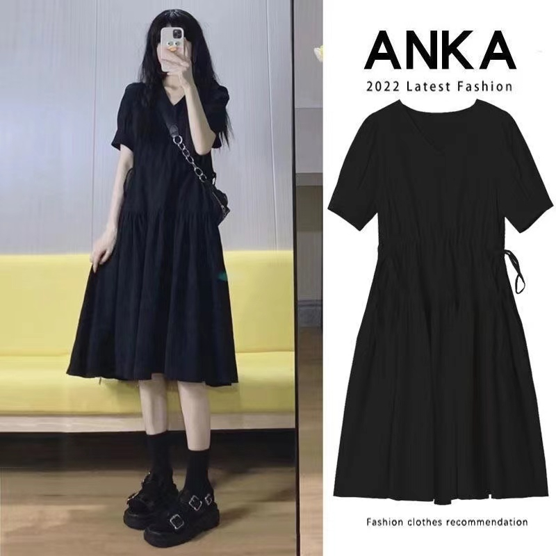 Maternity Skirt summer dress knee length skirt trendy mother fashion temperament loose black dress high sense foreign style thin
