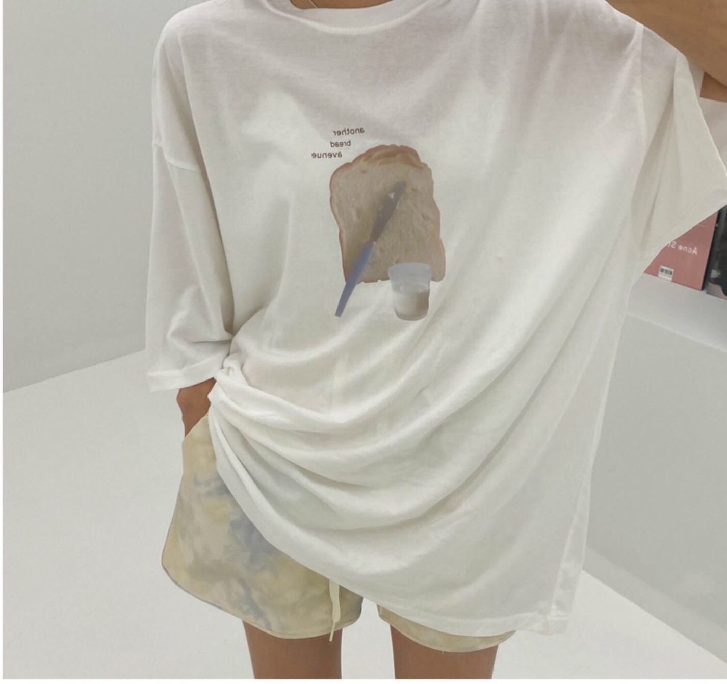 Early autumn ~ breakfast milk toast lovely printed medium sleeve loose T-shirt autumn Korean East Gate girl