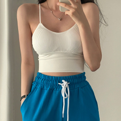 Real price Korean hot girl's camisole with breast pads for outer wear bottoming top for women