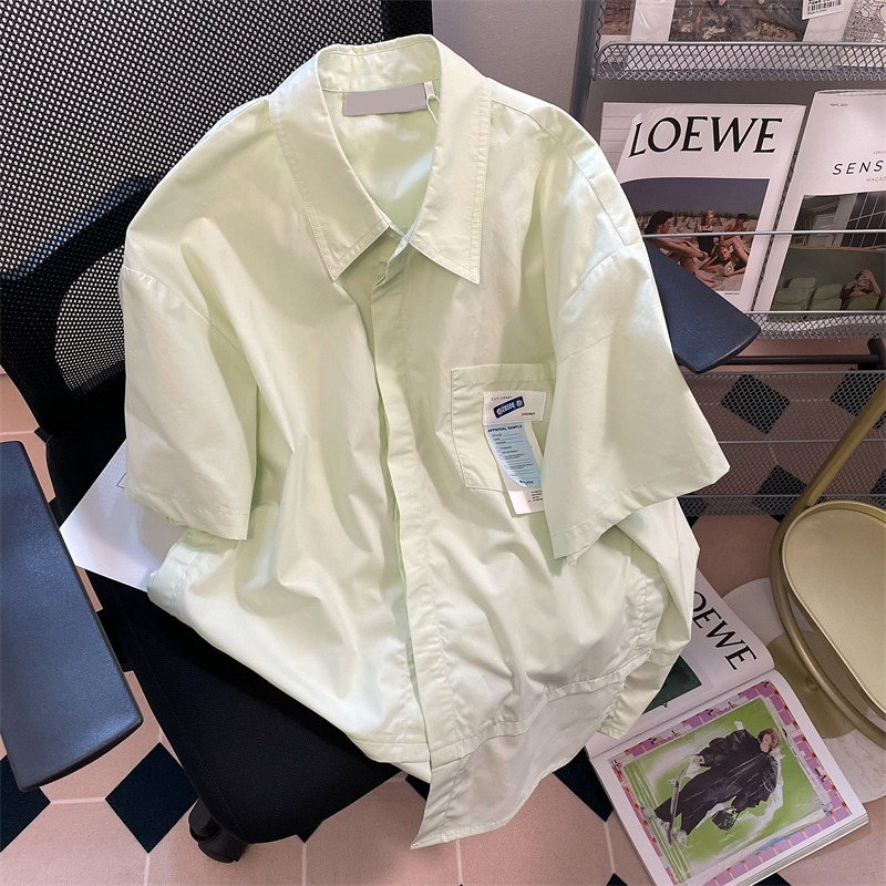 Real shot of short-sleeved shirt for women, summer loose design, Japanese style work top