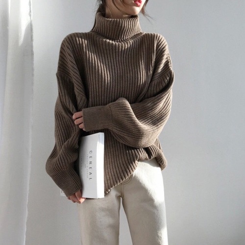 Turtleneck sweater coat autumn and winter Korean version fashion loose all-match outer wear chic net red lazy wind long-sleeved top