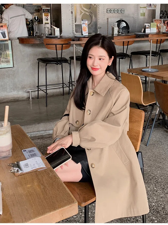 Milk sweet khaki windbreaker coat women's autumn 2022 new large size loose small men wear high tops