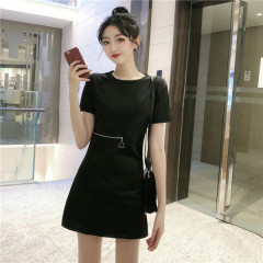 Real shot 2021 spring and summer new Hepburn little black skirt
