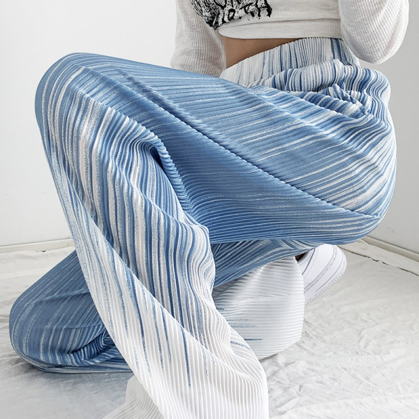 Super fairy gradient 2022 summer new style falling feeling wide leg pants thin high waist loose casual pants women's fashion