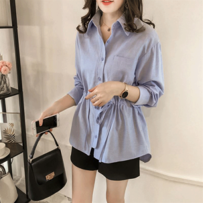 Shirt women's long sleeve 2022 spring and autumn clothes new Korean style, slim waist, heart design of bottomed clothes