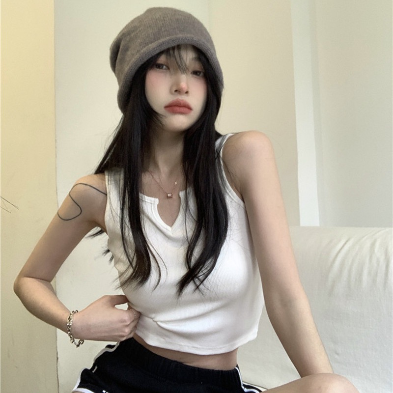 Cotton Rib basic suspender vest for women