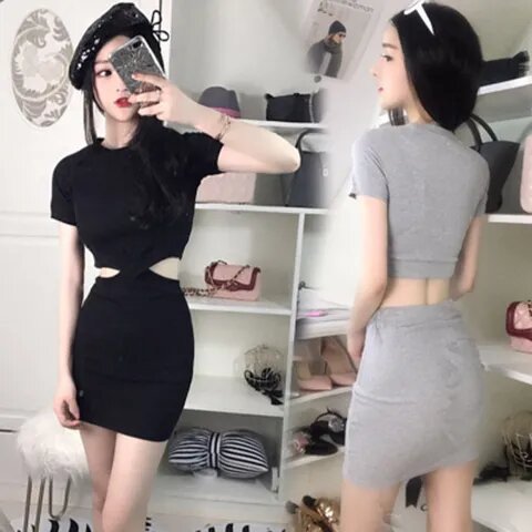 Nightclub women's clothes 2022 summer new night anchor sexy cross cut open waist short sleeve tight Hip Wrap Dress