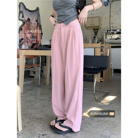 Suit pants women's drape straight pants floor mopping trousers spring black high waist casual pants wide leg pants loose pants trendy