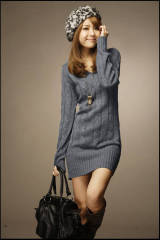 Korean autumn and winter new style twist braided collar medium length sweater