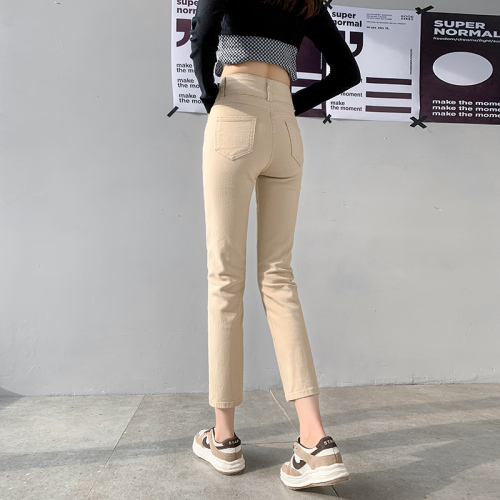 Cigarette pants women's jeans spring and autumn high waist slimming tall loose nine-point cigarette straight pants