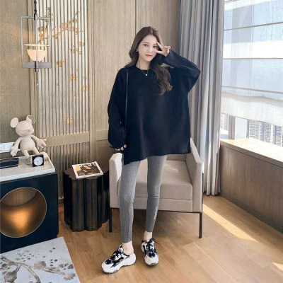 Salt and sweet fried street two sets of ladies, early autumn new style lazy wind fork sweater, tight fitting Bottomwear suit.