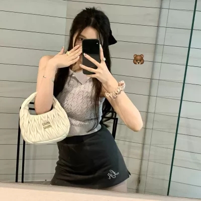 Lily rosemary/ South Korean trainee grey purple sweater vest female slim cut-out top