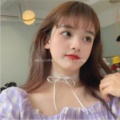 Xiantian girl white lace collar double neck chain women's short bow collar collar