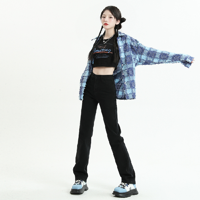 Real shot 2022 spring and autumn new wide-leg jeans women's high-waist fashion straight loose wide-leg mopping pants