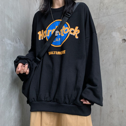 David coat 190g simple letter round neck sweater female Korean version loose long-sleeved student jacket ins