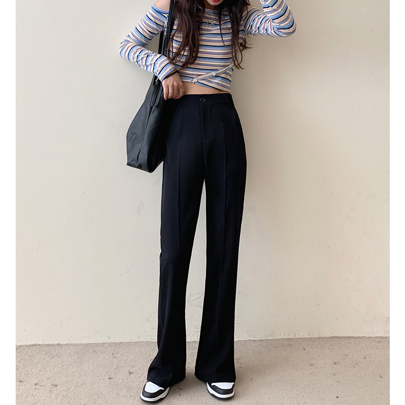 Real shooting real price 2022 early autumn new slim micro-flare pants women's trousers high waist drape new suit pants