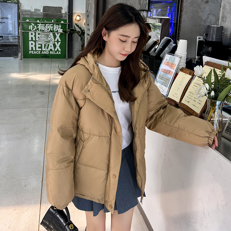 Real shot new down jacket women's short loose fashion warm jacket hooded 2022 Dongdamen