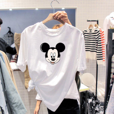 Sleeve T-shirt women's 2020ins summer new bottoming shirt Korean loose cartoon print half sleeve Mickey top trend