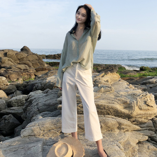 Sunscreen shirt women's long sleeve Korean loose medium long chic lazy shirt 2020 spring summer thin coat BF style