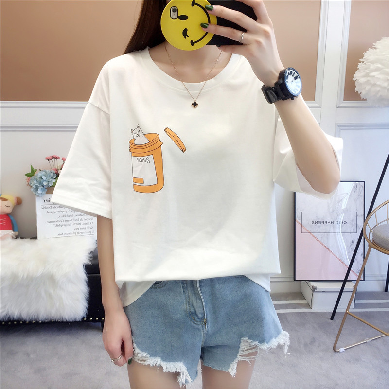 2021 real shooting summer new ins net red same bottle short sleeve T-shirt girl