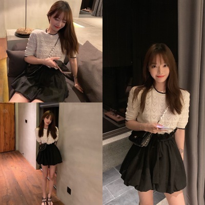 Mrs. Qian Xueli custom lazy short knitting top women's loose and versatile bottoming Pullover