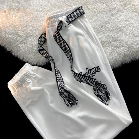 Nersum Guochao brand minority sports guard pants women's loose straight tube hanging high waist hiphop thin Harlan pants