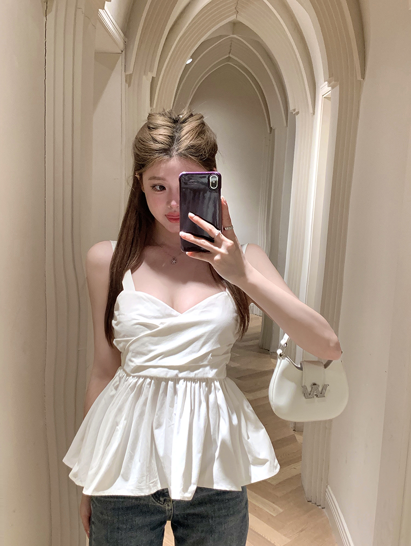 Real shot~pure color camisole sleeveless top