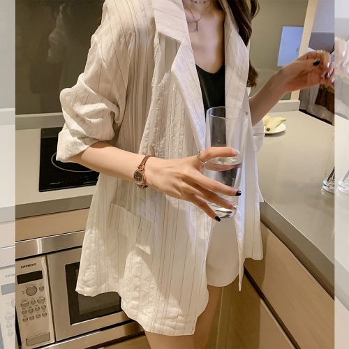 2020 summer thin large women's fat mm temperament fashion medium long long loose small suit coat top