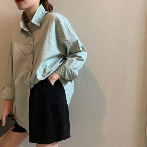 Take real pictures, real price, new Korean chic, daily leisure, winter, wear simple shirt in solid color