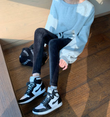 Real shot autumn and winter Plush pants double file belly raising buttocks leg pants high waist tight elastic Leggings