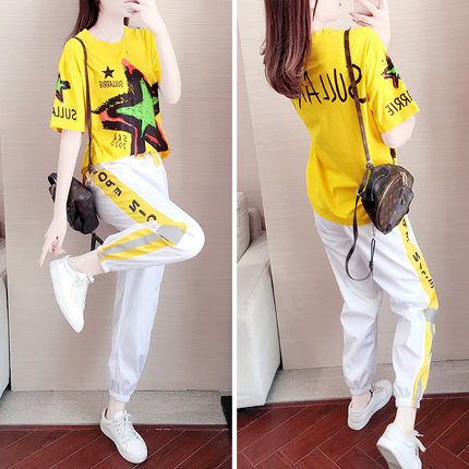 Sportswear women's summer 2021 new fashion fashion fashion relaxed Korean version slim leisure two piece set summer