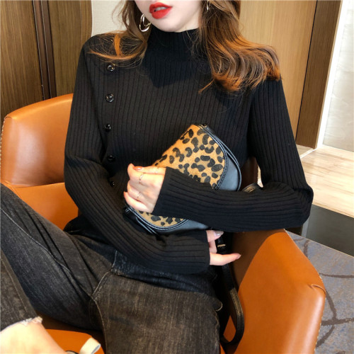 2020 new semi high neck sweater top women's autumn and winter bottoming shirt loose Pullover outside wearing versatile sweater inside