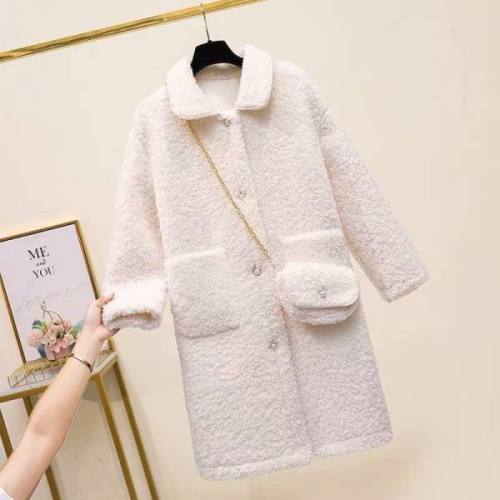 Thickened imitation lamb Plush coat for women autumn winter 2020 Korean version loose and versatile medium and long small windbreaker women