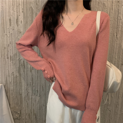 Real price autumn / winter pullover with V-Neck long sleeve bottomed T-Shirt Top