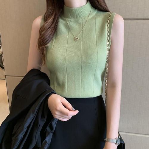 Half high neck sleeveless T-shirt for women's fall 2020 new slim thin bottoming top with tank top