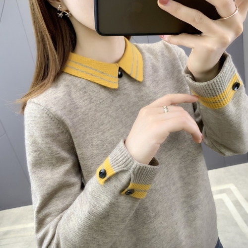 Thickened baby collar sweater for women's wear fall / winter 2020 new style with knitted bottomed shirt and loose top