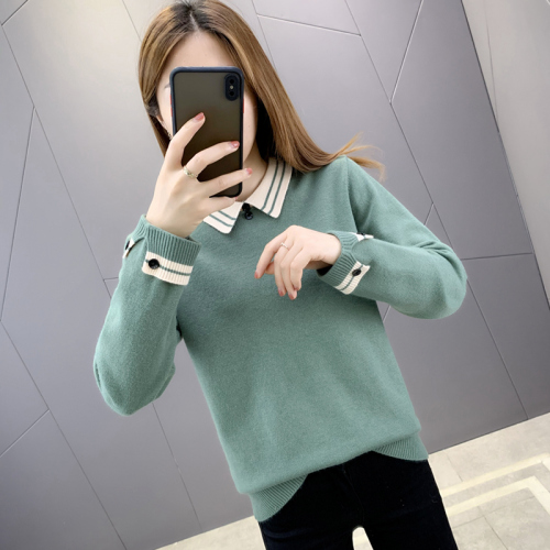 Thickened baby collar sweater for women's wear fall / winter 2020 new style with knitted bottomed shirt and loose top