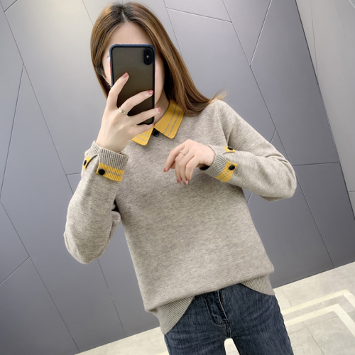 Thickened baby collar sweater for women's wear fall / winter 2020 new style with knitted bottomed shirt and loose top