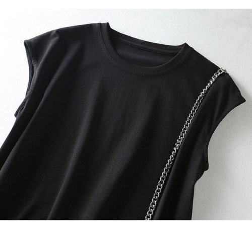 Spring new black medium length T-shirt skirt for women loose and thin