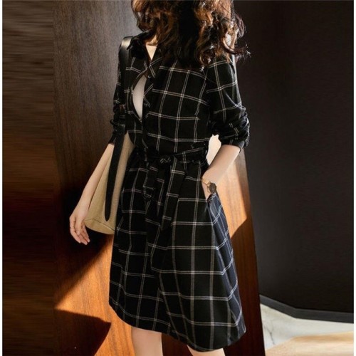 Fashion dress with Plaid Dress