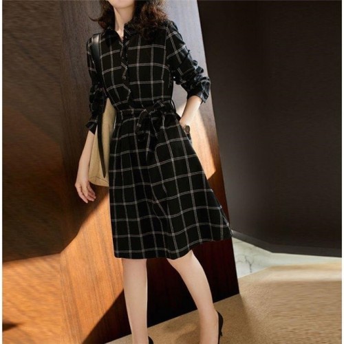 Fashion dress with Plaid Dress